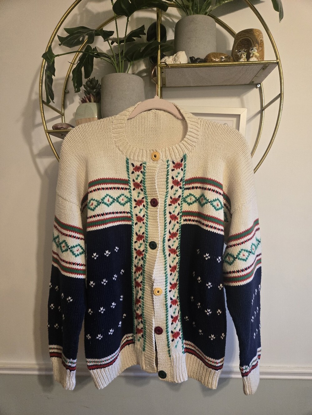 Vintage Handmade 100% Cotton Cottagecore Cardigan Size Large